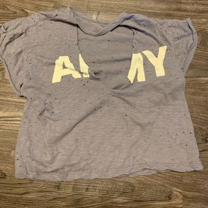 Army shirt with neck cutout